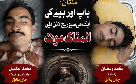 ملتان: باپ اور بیٹے کی ایک ہی سیوریج لائن میں المناک موت 